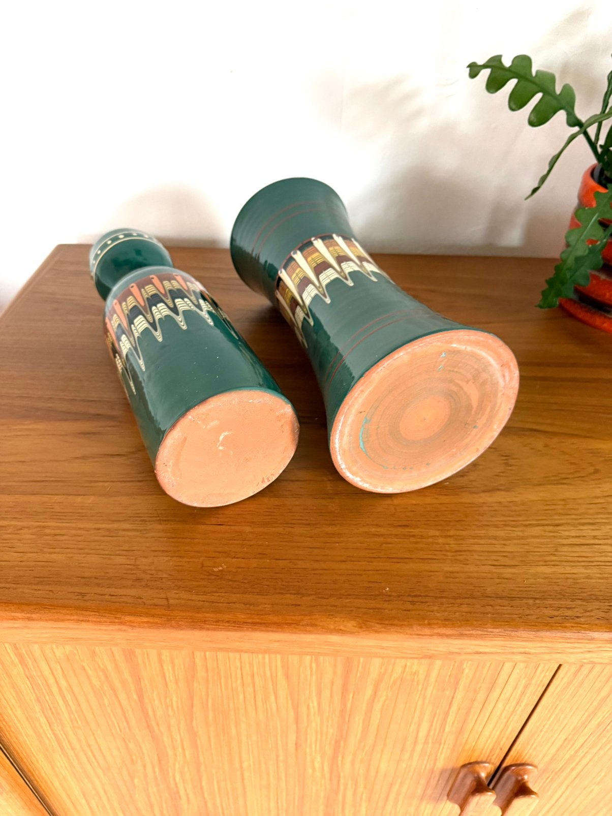 Set van 2 vintage keramieken vazen, Troyan ‘70, Ophalen of Verzenden