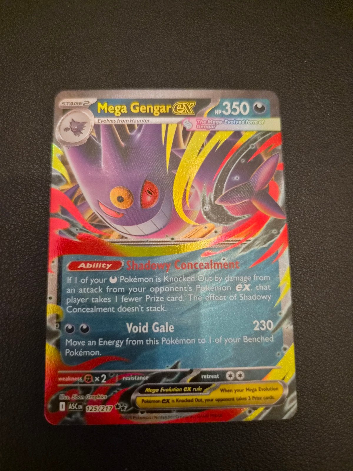 Mega Gengar EX 125/217 - Zeldzame Pokémon Kaart, Ophalen of Verzenden, Zo goed als nieuw, Losse kaart, Foil