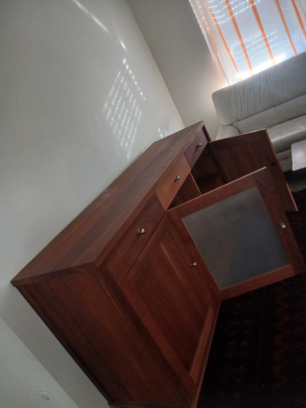 Luxe Duurzame TEAK kast voor woonkamer, Ophalen, 25 tot 50 cm, Glas, 50 tot 100 cm