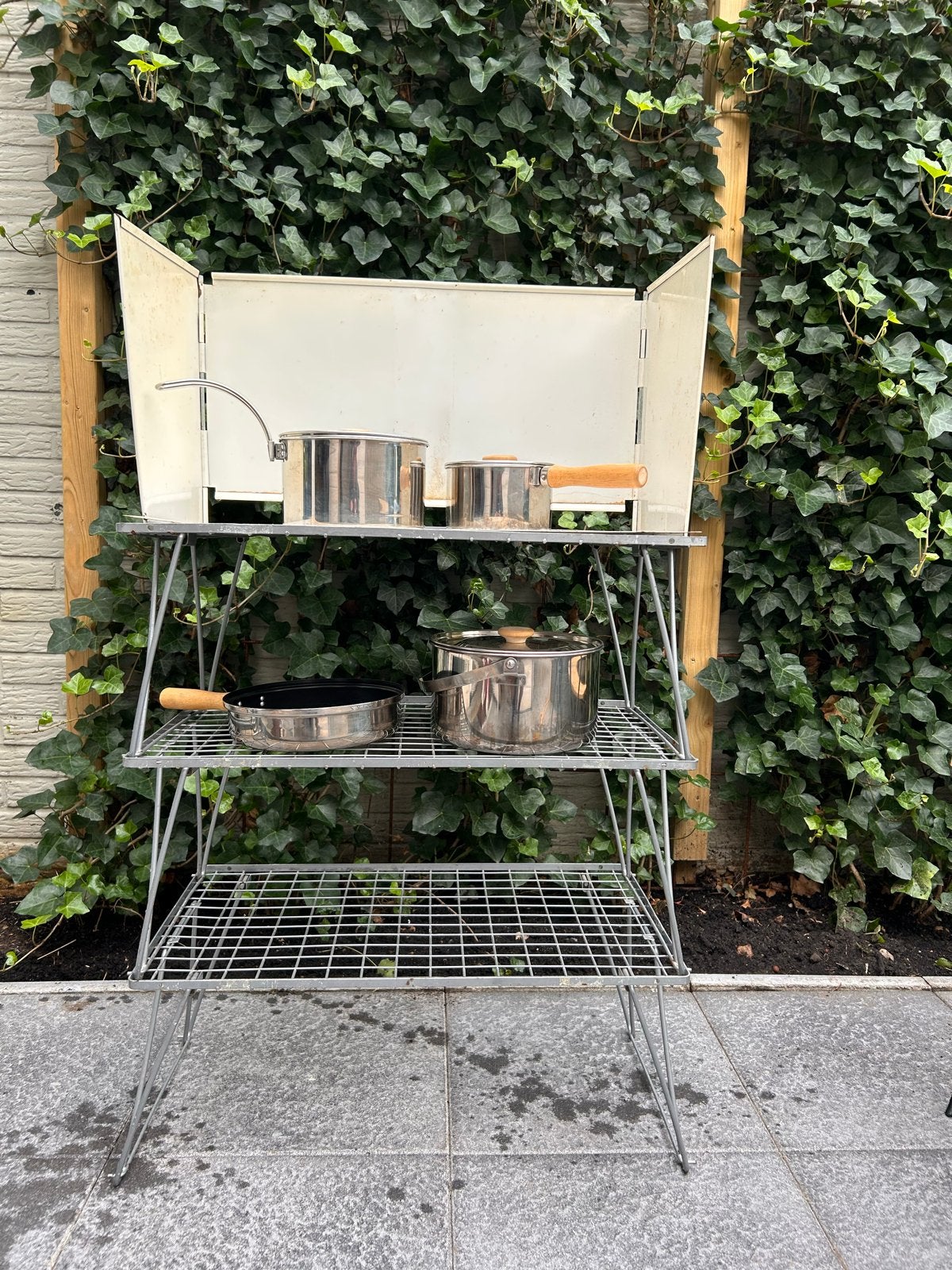 Retro Vintage Camping Buitenkeuken - Compact en Praktisch, Caravans en Kamperen, Kampeeraccessoires, Ophalen of Verzenden, Gebruikt