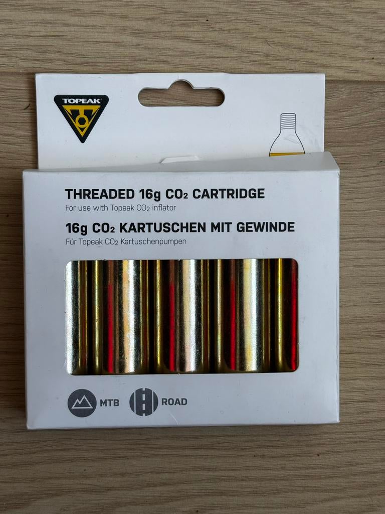 Topeak 16g CO2 patronen met schroefdraad (5 stuks), Ophalen of Verzenden, Nieuw
