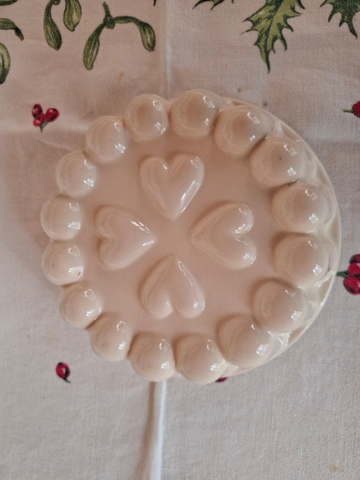Vintage keramische puddingvorm met hartjesmotief, Antiek en Kunst, Ophalen of Verzenden