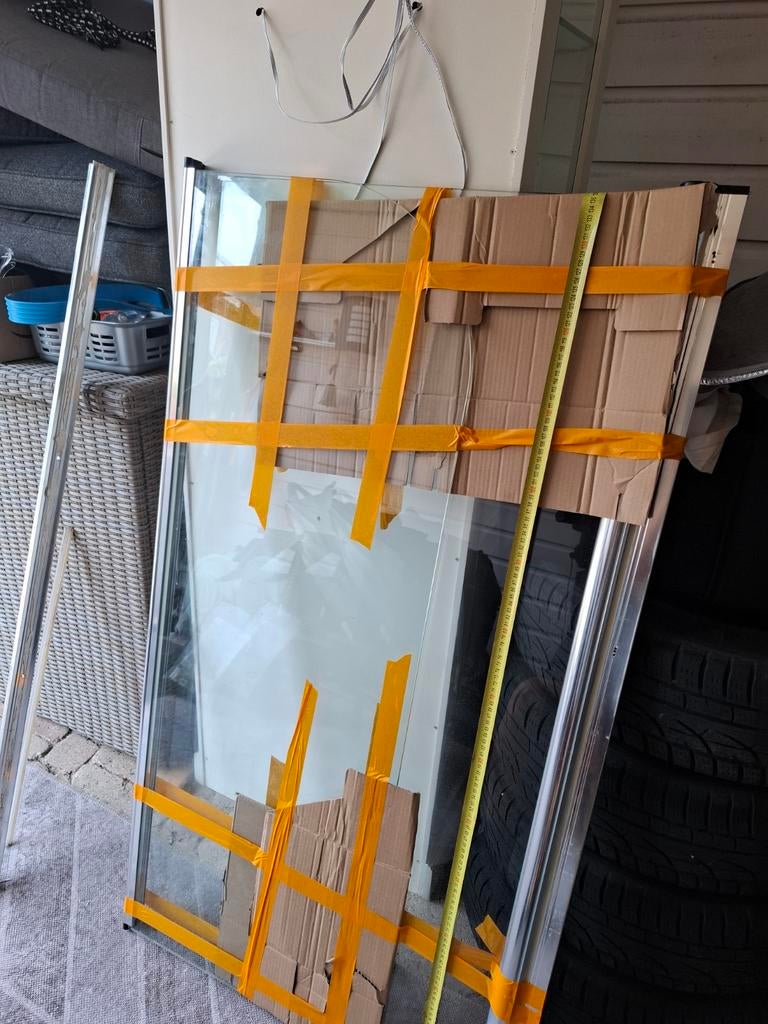 Glazen douchewand met draaibare wand met aluminium frame, Doe-het-zelf en Verbouw, Sanitair, Ophalen of Verzenden, Zo goed als nieuw
