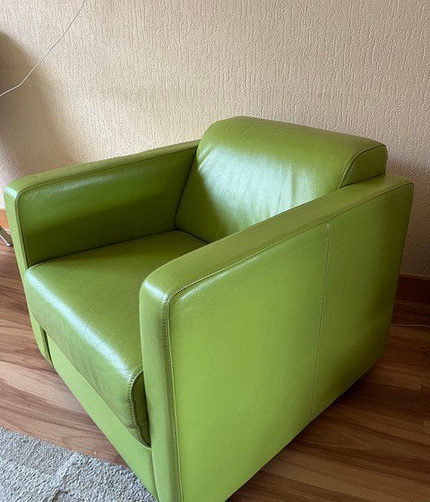 Draaistoel, groen kunstleer., Ophalen, Gebruikt