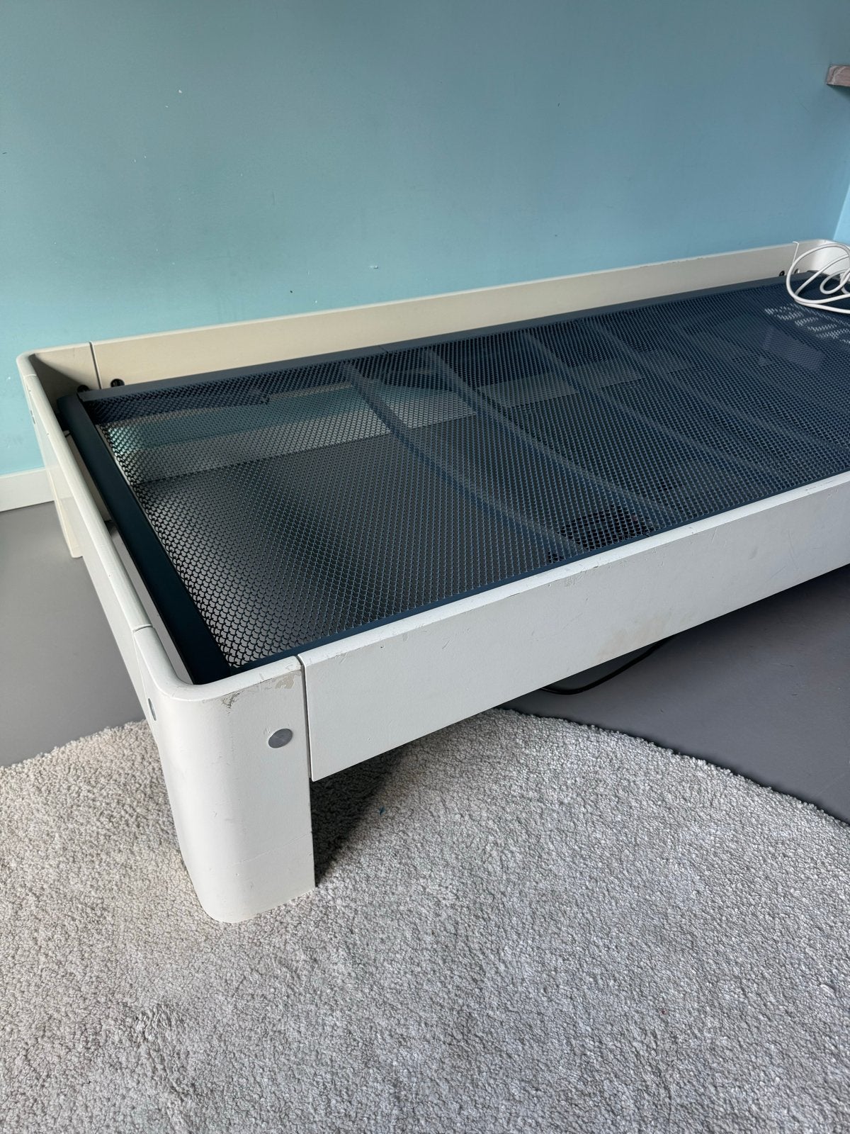 Auping bed 90x200 met elektrisch verstelbaar spiraal, Ophalen, 90 cm, Eenpersoons, Wit