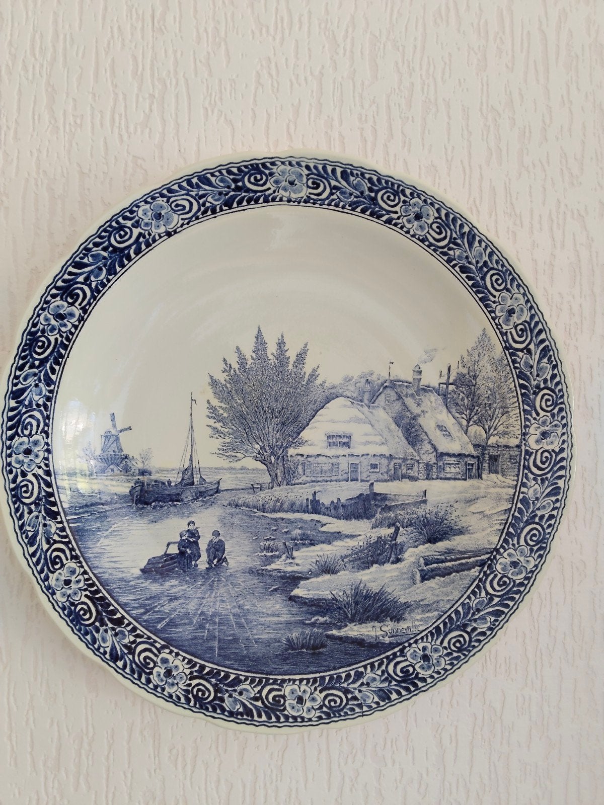Groot Delfts Blauw Wandbord – J. Sonneville – Royal Sphinx, Ophalen