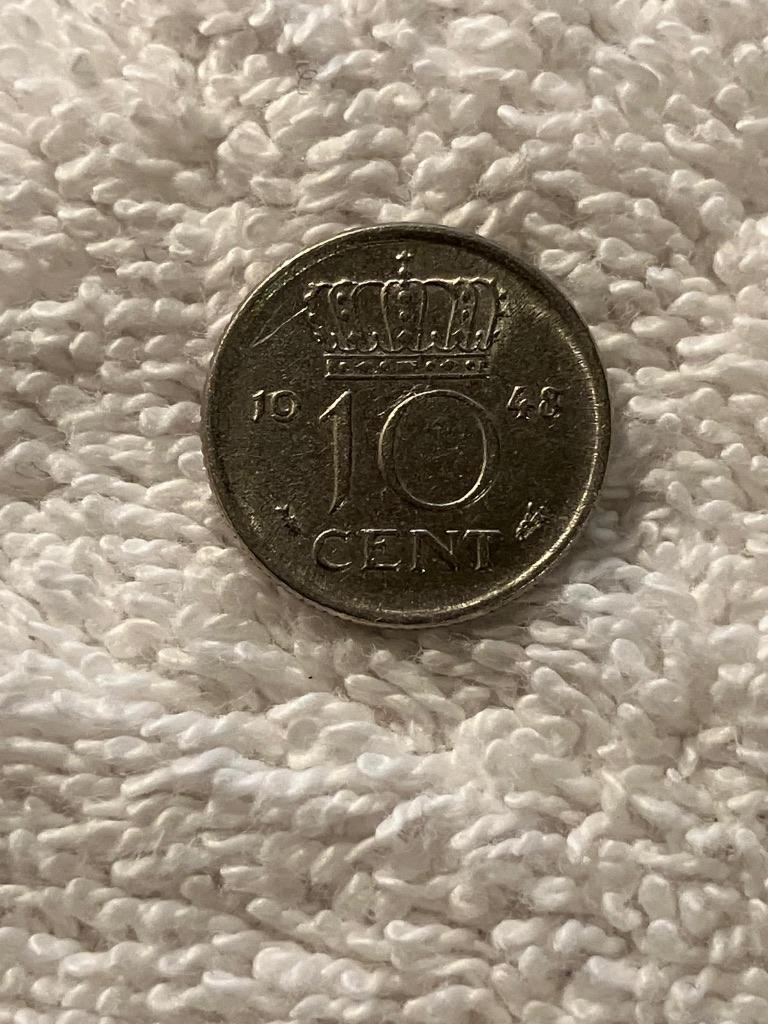 Dubbeltje, Wilhelmina Munt, 10 cent, uit 1948, 3 stuks., Ophalen of Verzenden, Koningin Wilhelmina, 10 cent, Losse munt