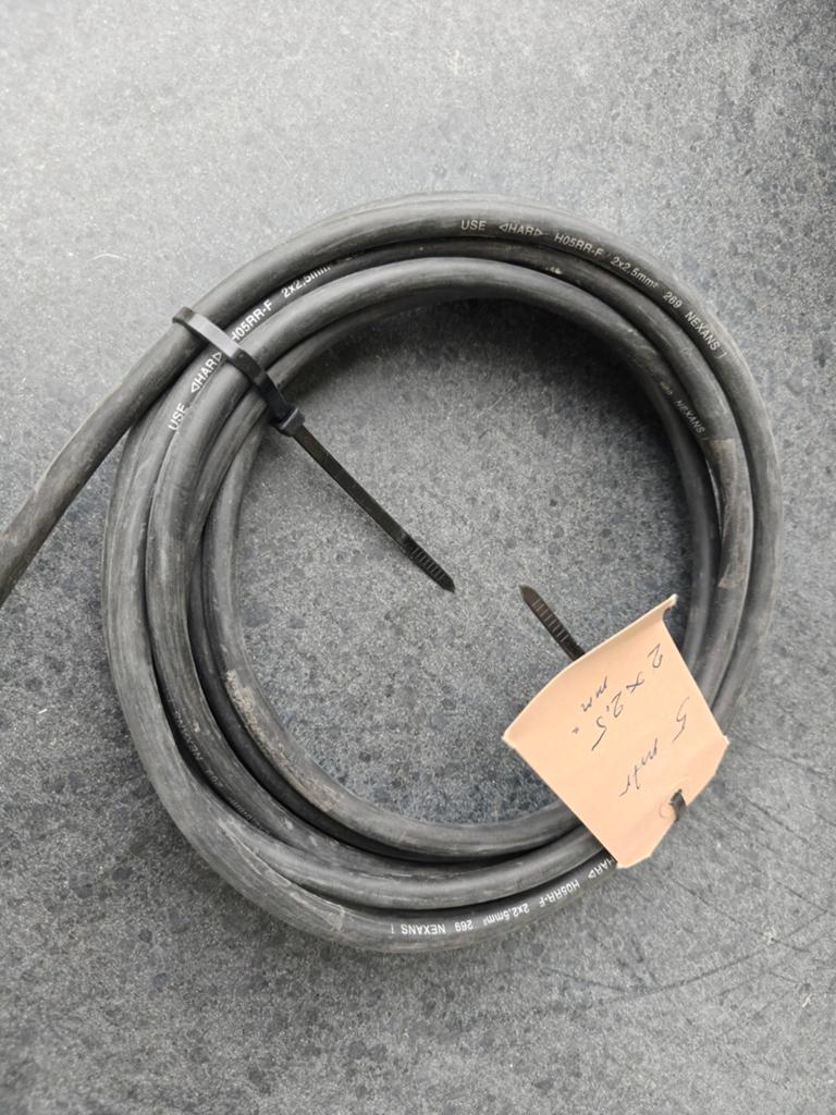 5m Nexans H05RR-F rubber kabel 2x2,5mm², Ophalen of Verzenden