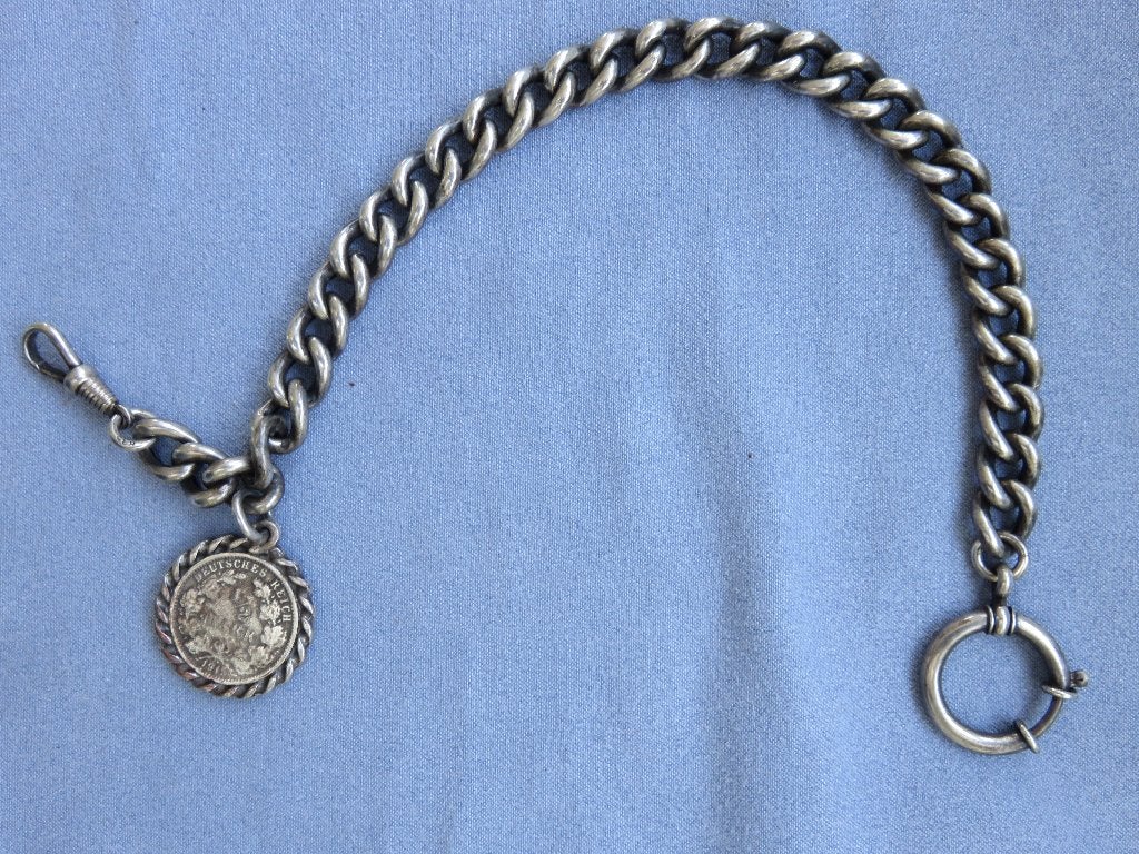 Horloge ketting in zilver met munthanger van ½ mark 1915, Ophalen of Verzenden