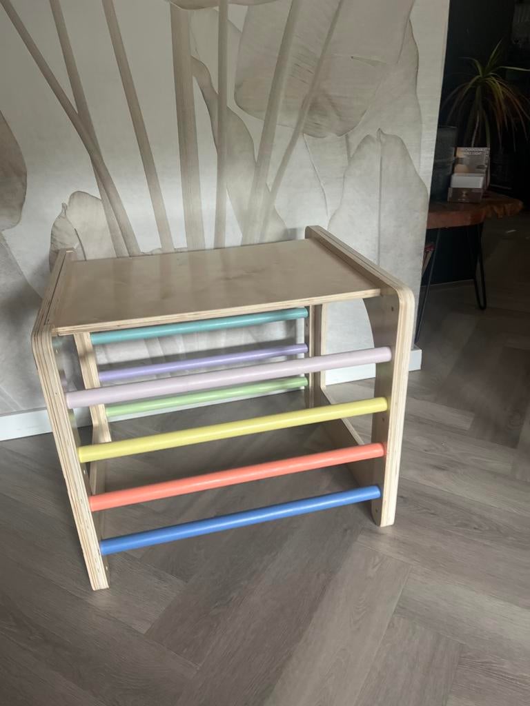Houten klimrek met pastelkleurige montessori, Ophalen, Gebruikt, Bouwen