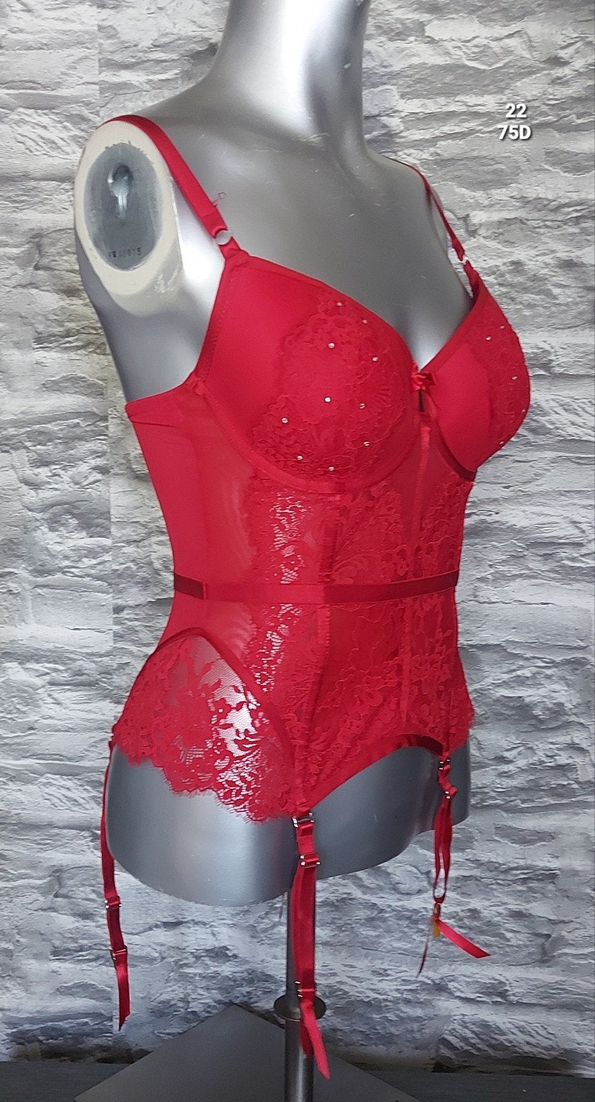 Rood Sexy Kanten korset met Jarretels - Maat 75D, Kleding | Dames, Hunkemöller, Ophalen of Verzenden, Rood, Body of Korset
