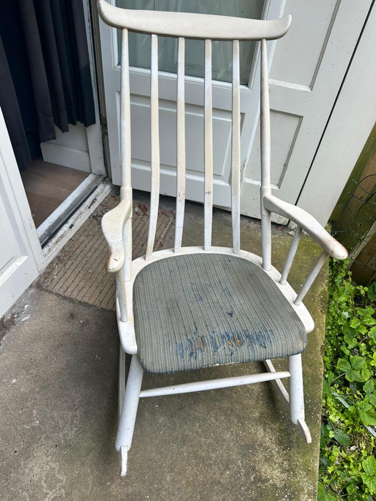 Vintage scandinavische schommelstoel, Antiek en Kunst, Ophalen