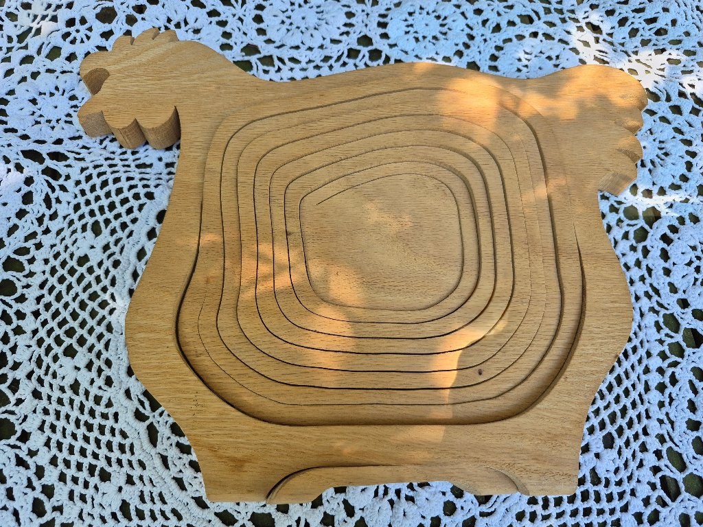 Houten opvouwbare fruitschaal kip, Hout, Ophalen of Verzenden, Bruin, Landelijk