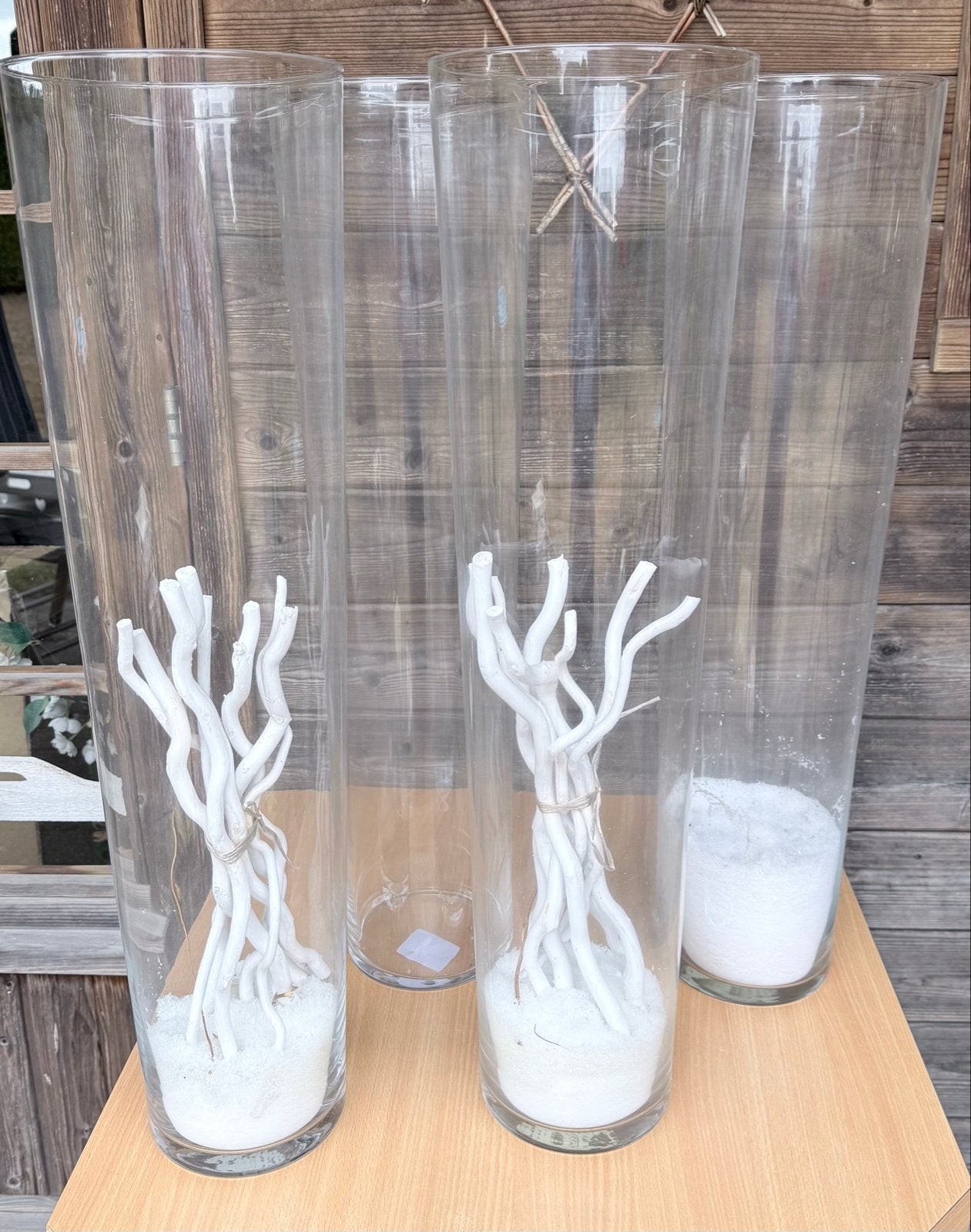 4 hoge glazen vazen van 60 cm, Ophalen, Gebruikt, Transparant, Glas