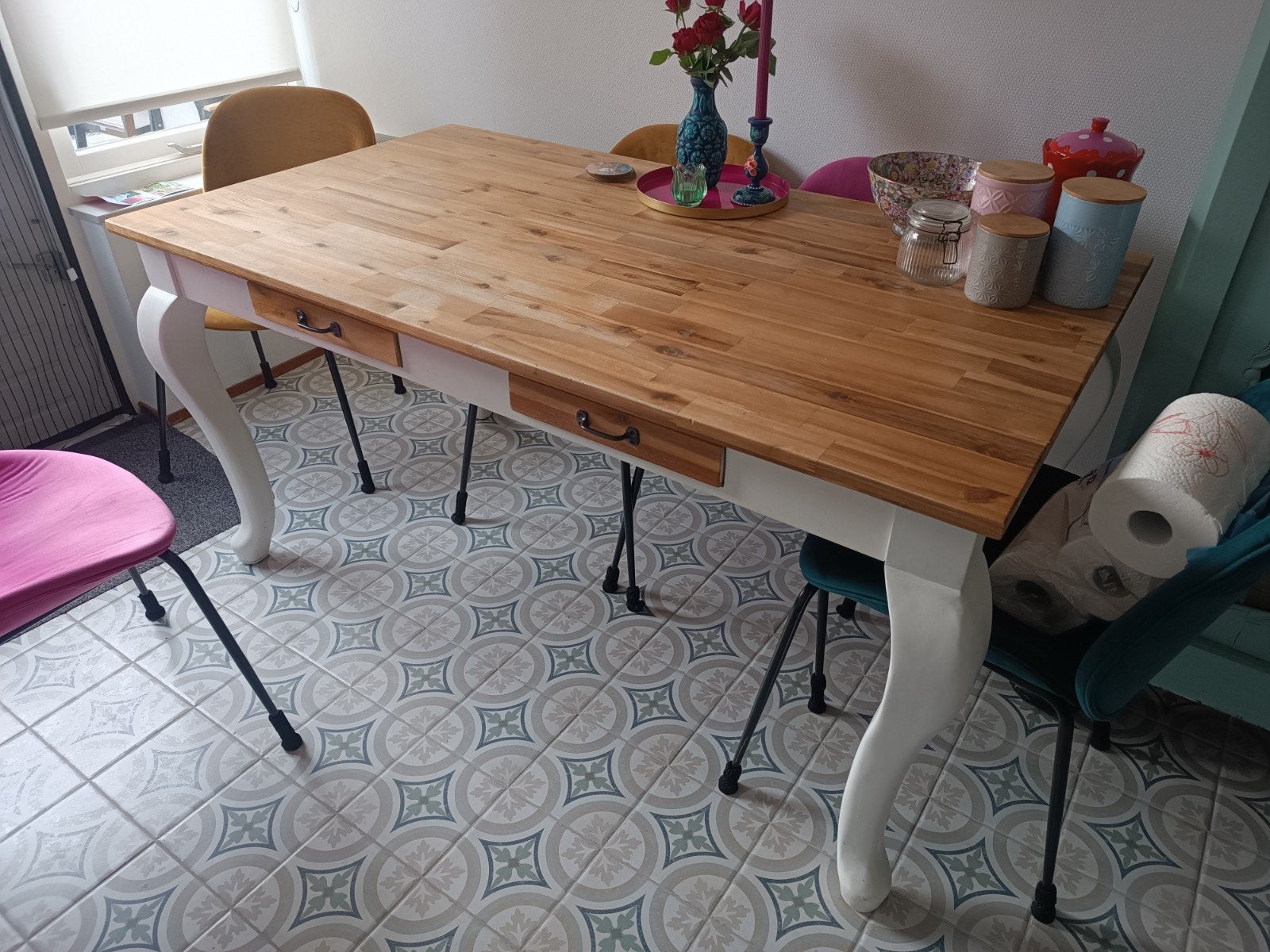 Eettafel 90/160 cm, Huis en Inrichting, Tafels | Eettafels, Ophalen, Gebruikt, Rechthoekig, 50 tot 100 cm