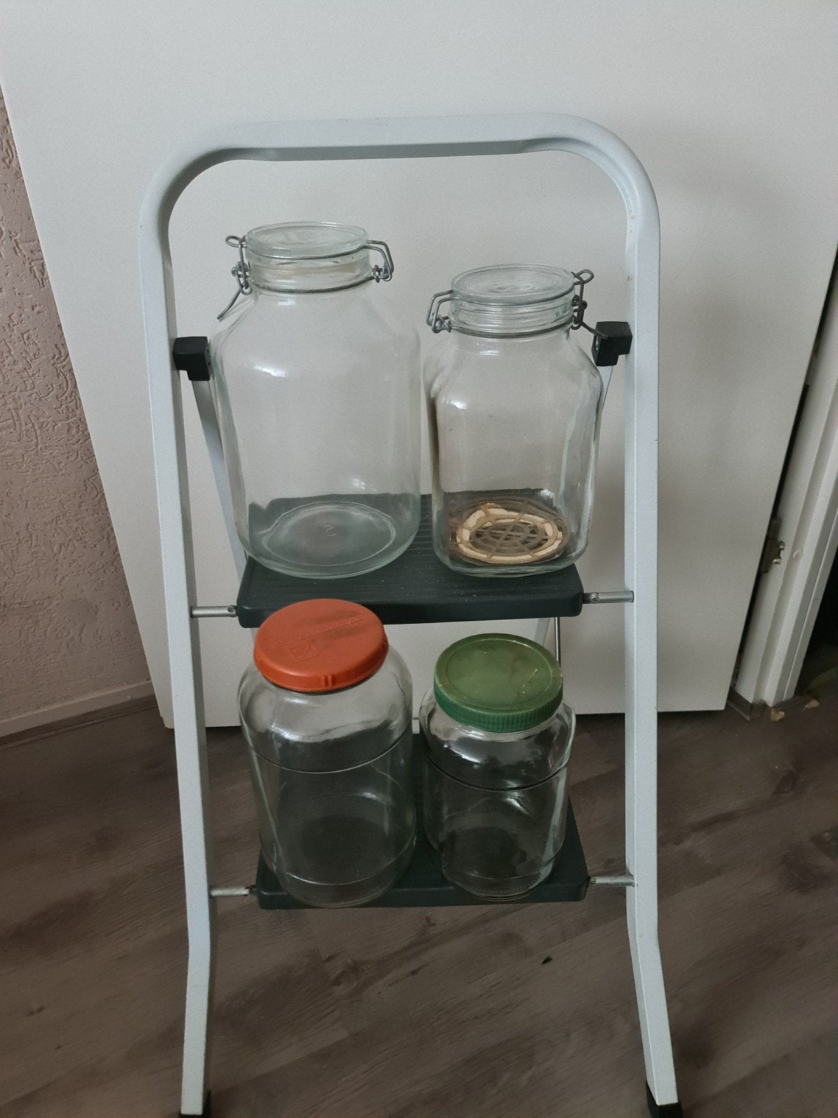 Glazen potten met beugelsluiting en schroefdeksel, Ophalen of Verzenden, Gebruikt, Overige kleuren, Glas