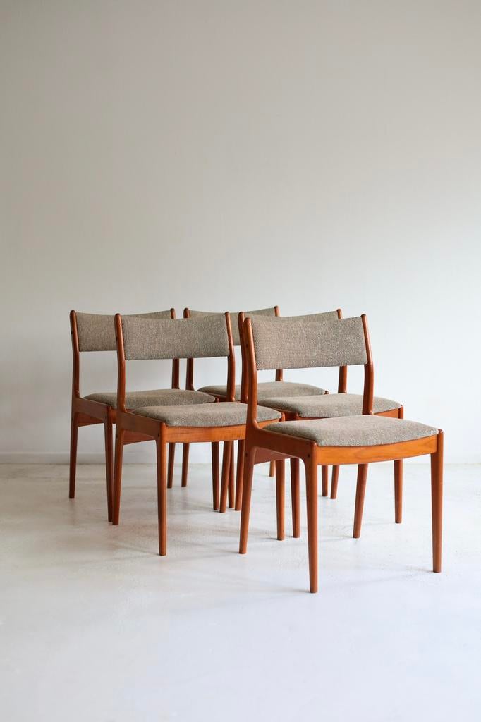 Set van 5 eetkamerstoelen Johannes Andersen, Deens, Huis en Inrichting, Ophalen, Overige kleuren, Tijdperk, Zo goed als nieuw