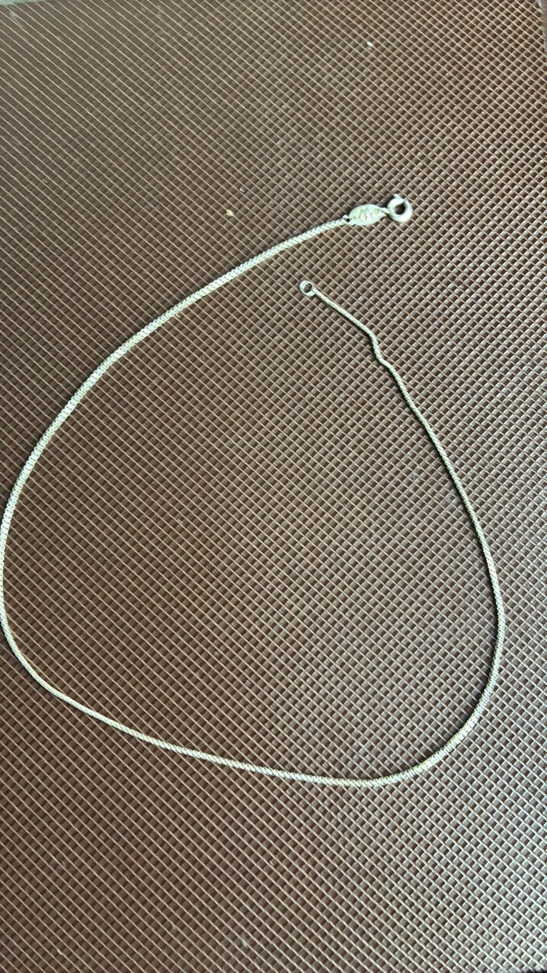835 zilver gekeurde ketting 41 cm 1 mm venitiaanse schakel, Ophalen of Verzenden, Gebruikt, Zilver, Zilver
