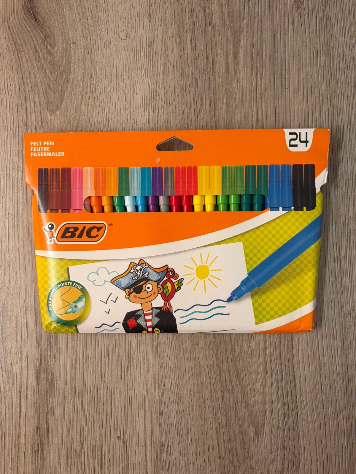 Felt pen - BiC set 24 + gratis mapje, Ophalen, Zo goed als nieuw, Potlood of Stift