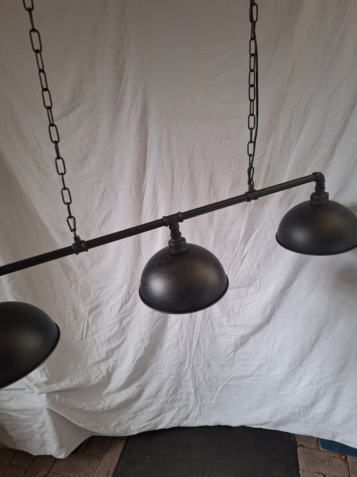 Industriële Hanglamp met 3 Kappen - Metaal, Ophalen of Verzenden, Zo goed als nieuw, Industrieel, Metaal