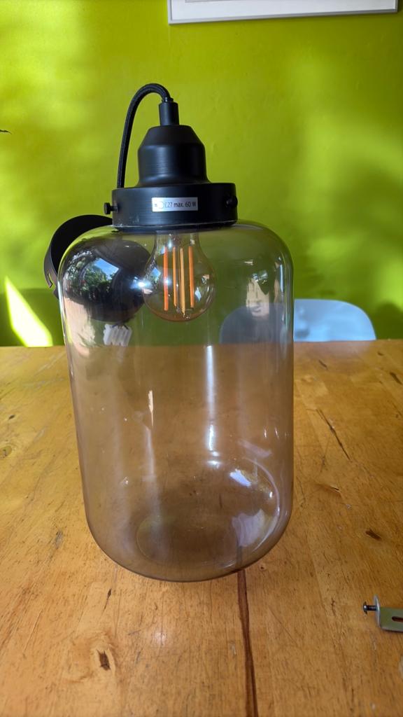 Hanglamp met gekleurd glas, Ophalen of Verzenden, Zo goed als nieuw, Glas, Minder dan 50 cm