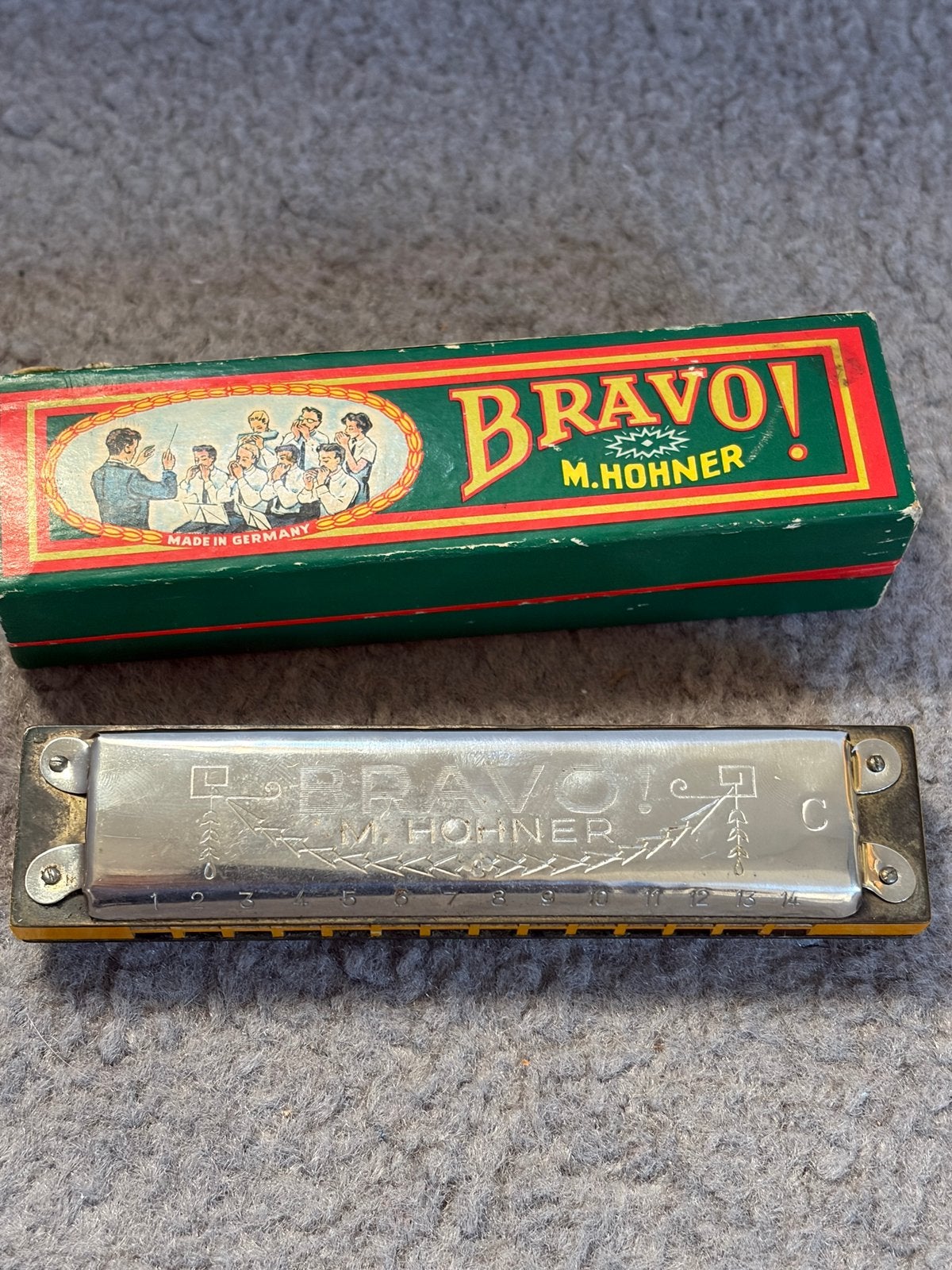 Hohner Bravo mondharmonica, Ophalen, Zo goed als nieuw, Met koffer of doosje