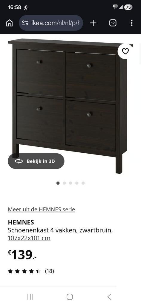 Schoenenkast hemnes, Ophalen, Zo goed als nieuw