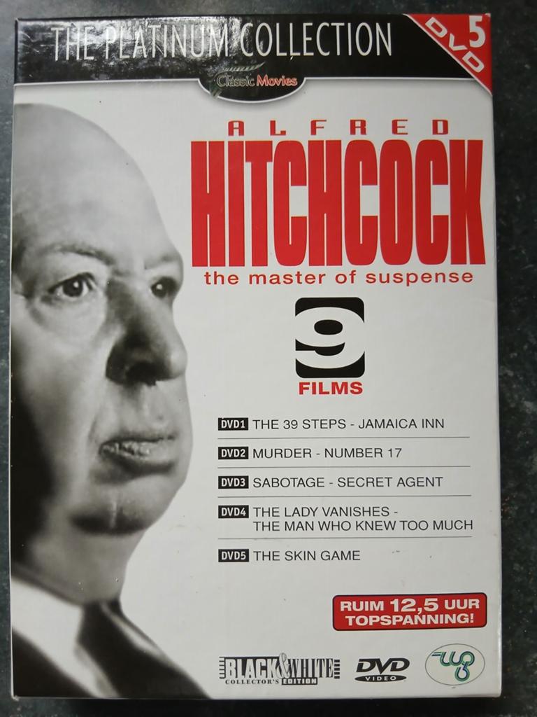Alfred Hitchcock the master of suspense (5 dvdbox 9 films), Ophalen of Verzenden, 1980 tot heden, Zo goed als nieuw, Thrillers en Misdaad