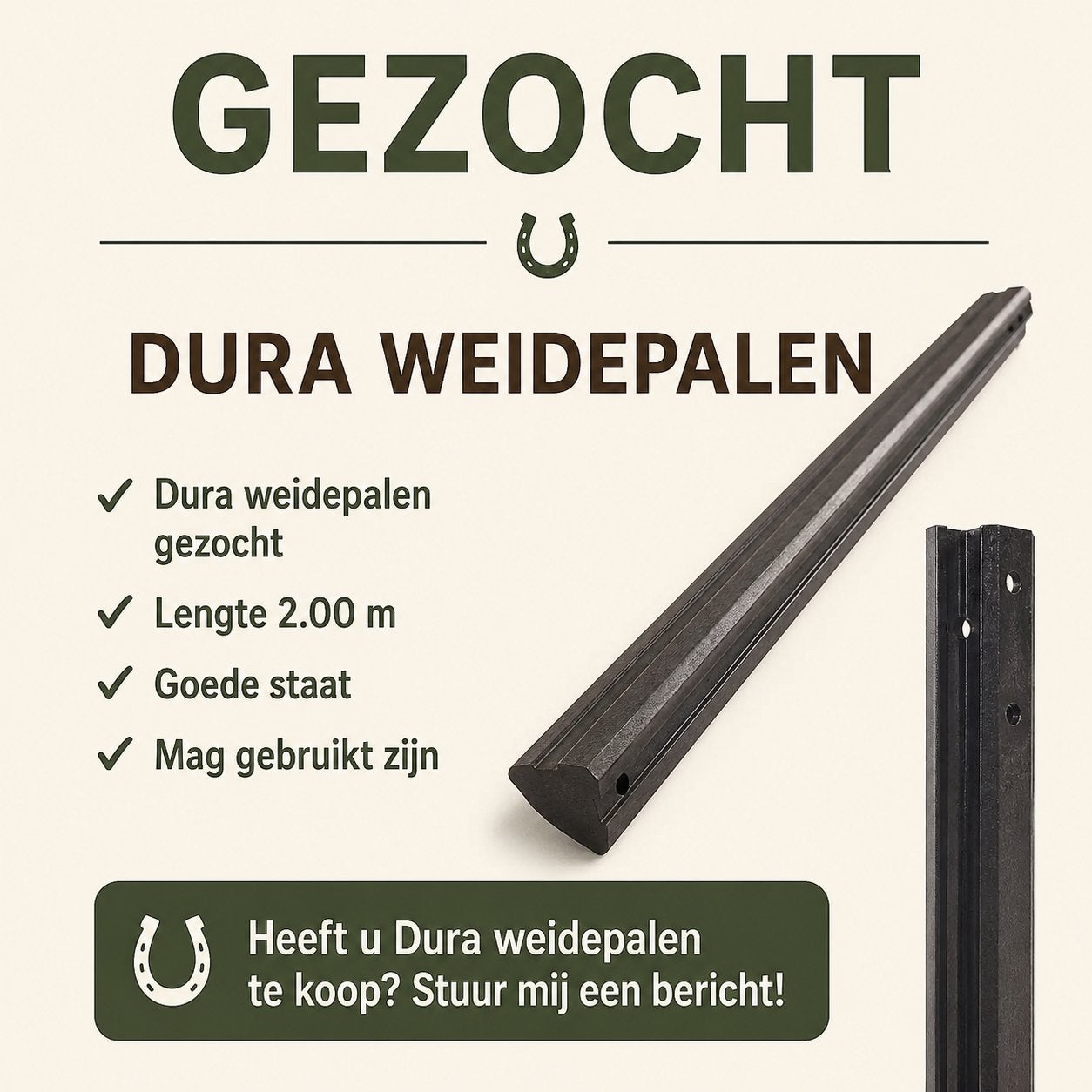 Gezocht (DURA) weidepalen., Ophalen, Zo goed als nieuw, IJzer, Tuinhek