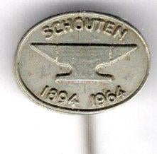 Schouten aambeelden 1894 - 1964 zilverkl speldje ( W_430 ), Verzamelen, Verzenden, Zo goed als nieuw, Merk, Speldje of Pin