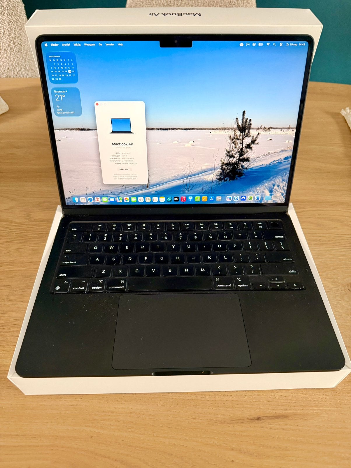 Macbook Air 13” Midnight Blue 256Gb en 16Gb geheugen, 256 GB, Qwerty, 13 inch, Ophalen of Verzenden