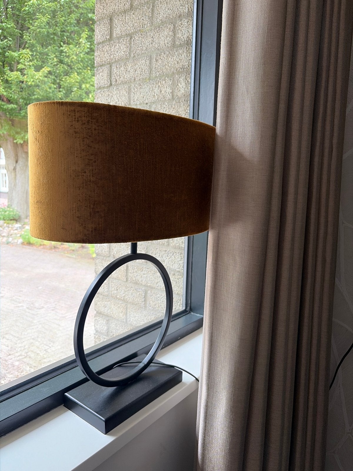 Light & Living tafellamp met kap, okergeel goud, Ophalen, Zo goed als nieuw, Met kap, Overige kleuren