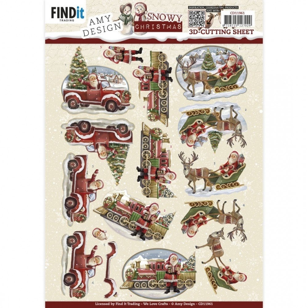 Amy Design CD11961 Snowy Christmas Snowy Train 3D knipvel A4, Kerst, ., Nieuw, Ophalen of Verzenden