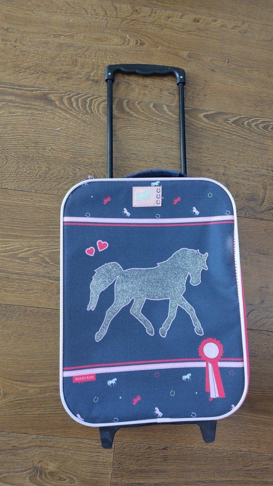 Kinderkoffer Paard Milky Kiss - Blauw, stof met wieltjes, Overige materialen, Gebruikt, Minder dan 50 cm, Minder dan 35 cm
