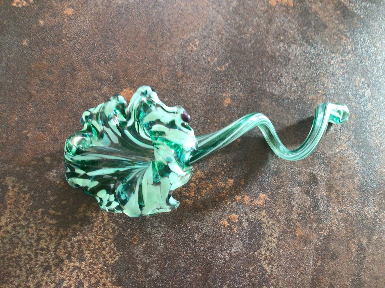 Murano glazen bloem groen/wit, 20 cm, Ophalen of Verzenden