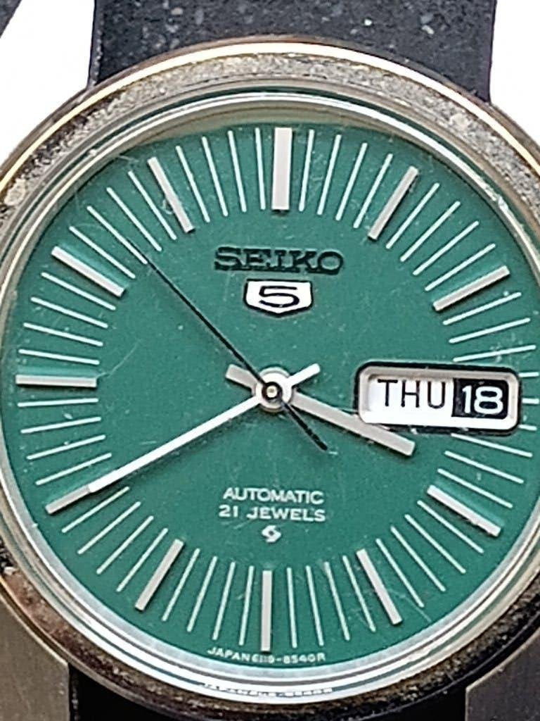 Vintage Seiko 5 Automaat 1972, groene wijzerplaat, geen band, Seiko, Staal, Polshorloge, 1960 of later