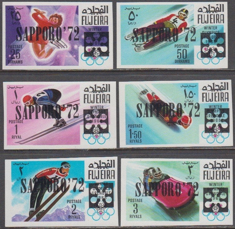 Olympische Winterspelen 1972 Fujeira 349/50 + 352/55 onget., Postzegels en Munten, Ophalen of Verzenden, Postfris, Sport