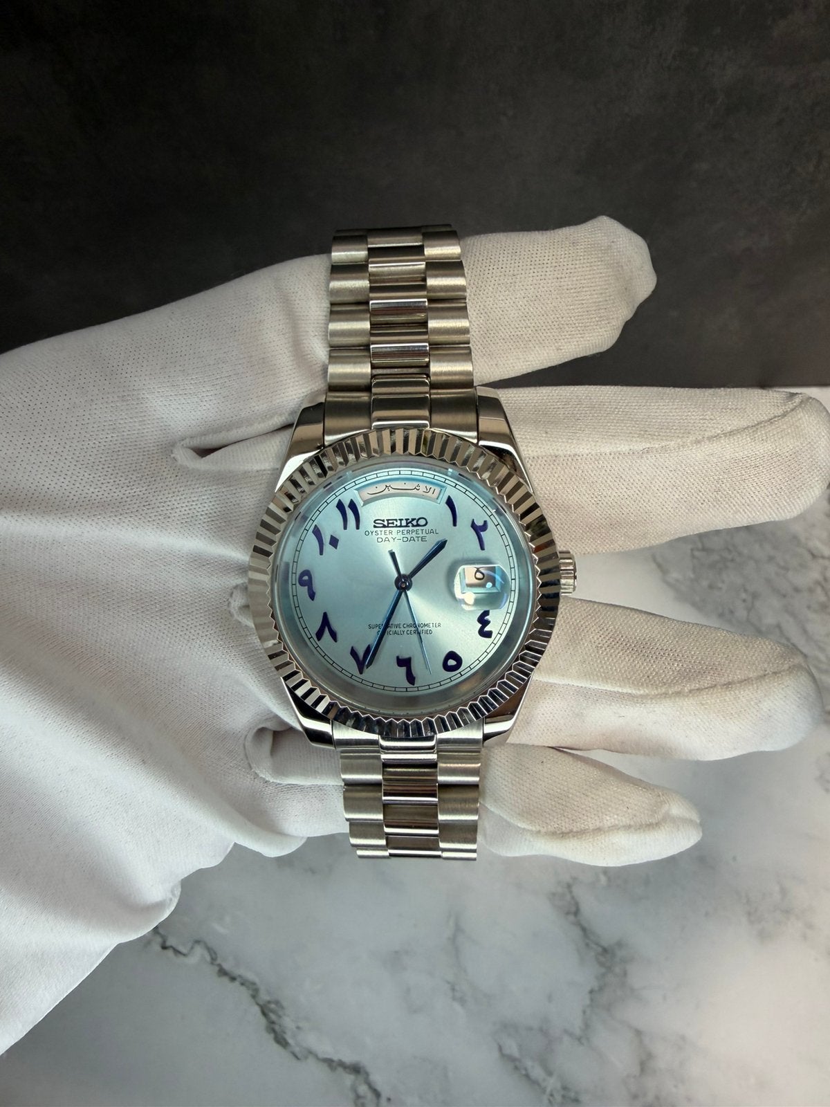 Seiko Mod – Ice blue dial, automatisch – NIEUW, Sieraden, Tassen en Uiterlijk, Staal, Polshorloge, Nieuw, Ophalen of Verzenden