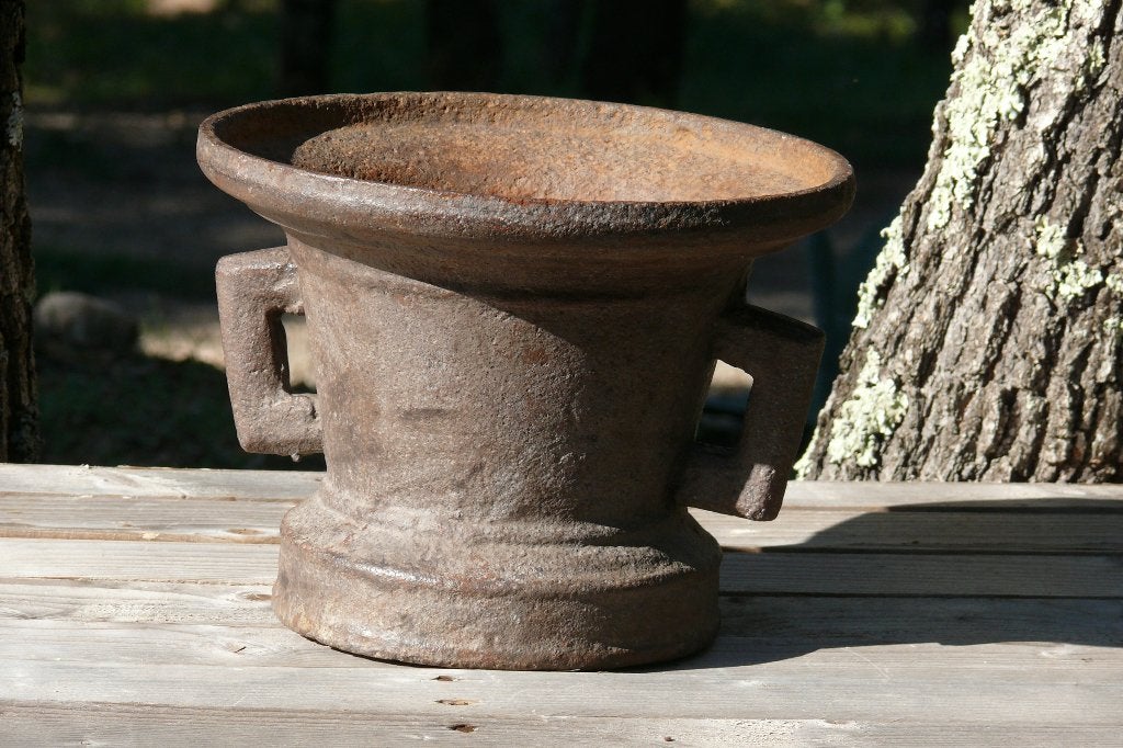 Brocante - Grote stoere stalen vijzel!, Antiek en Kunst, Ophalen of Verzenden