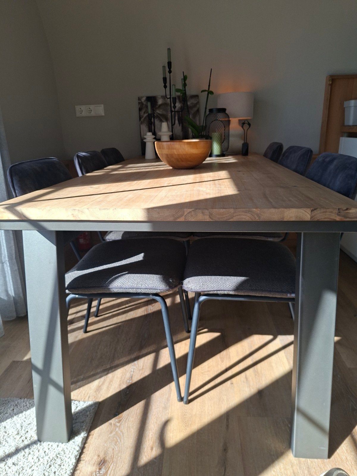 Eettafel (90x190) met 6 stoelen merk Xooon, Ophalen, Gebruikt, 50 tot 100 cm, Vijf personen of meer