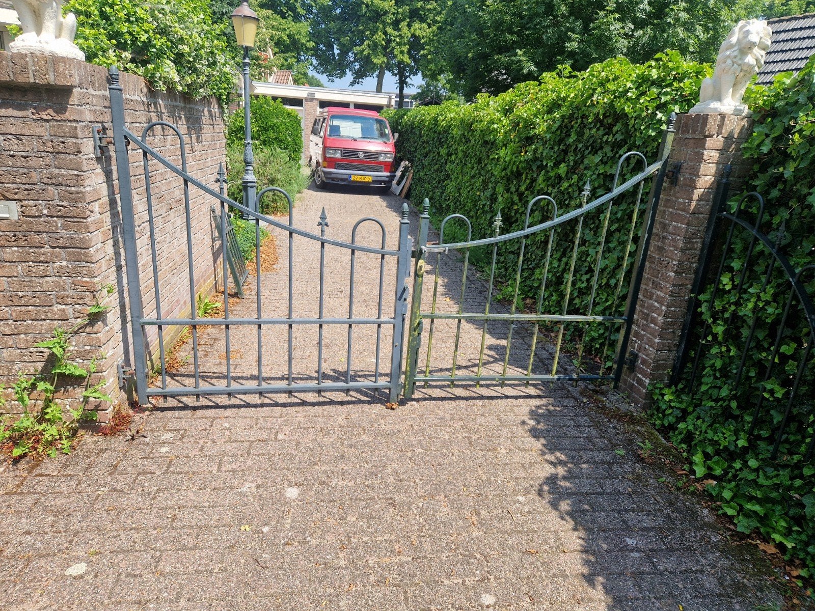 Oud ijzeren tuinhek met poort - Klassiek design, Ophalen, Met poort, Gebruikt, Tuinhek
