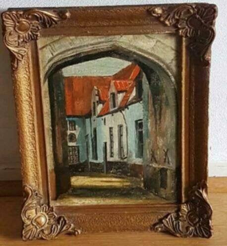 Olieverf op hout Hofje van Bakenes Haarlem, Antiek en Kunst, Kunst | Schilderijen | Klassiek, Ophalen