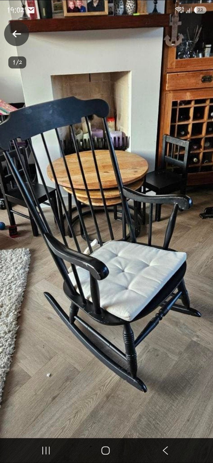 Zwarte houten schommelstoel, Ophalen, Gebruikt, Eén, Hout