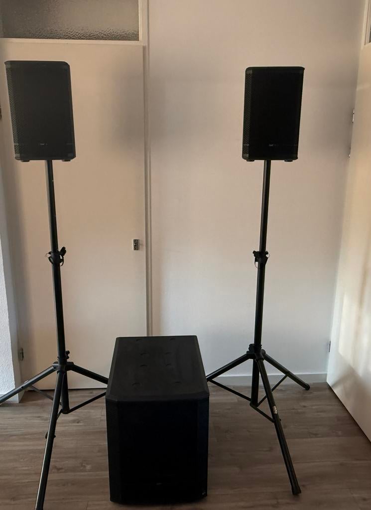 Dap geluidsset met statieven, Overige typen, Zo goed als nieuw, 120 watt of meer, Ophalen