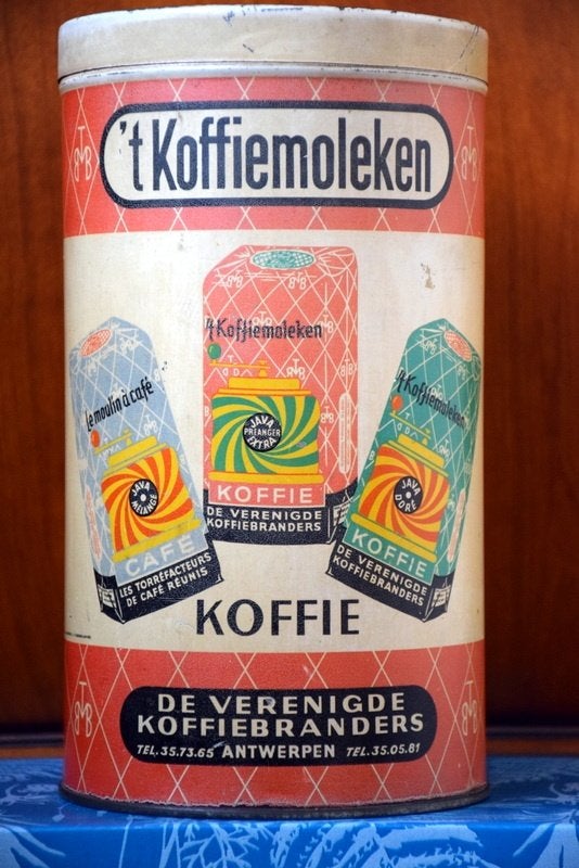 1 kilo blik "t Koffie Moleken de verenigde koffiebranders, Verzamelen, Blikken, Ophalen of Verzenden, Gebruikt, Koffie