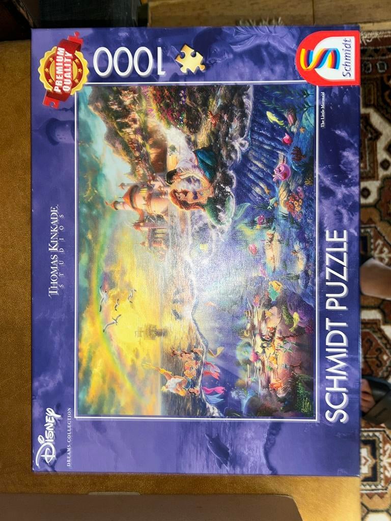 Thomas Kinkade Disney De Kleine Zeemeermin puzzel 1000 stukj, Ophalen of Verzenden, 500 t/m 1500 stukjes, Zo goed als nieuw, Legpuzzel