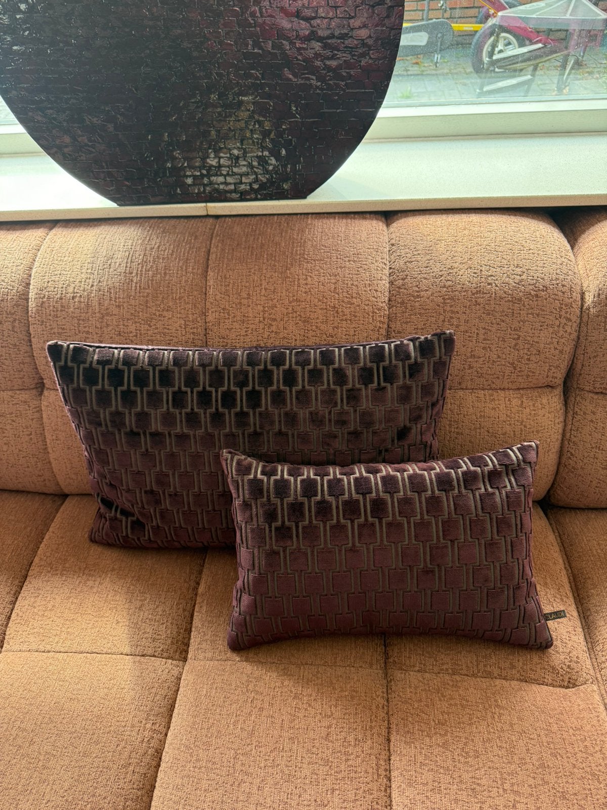 Mooie set claudi kussen collectie frior aubergine, Huis en Inrichting, Overige kleuren, Ophalen of Verzenden, Zo goed als nieuw