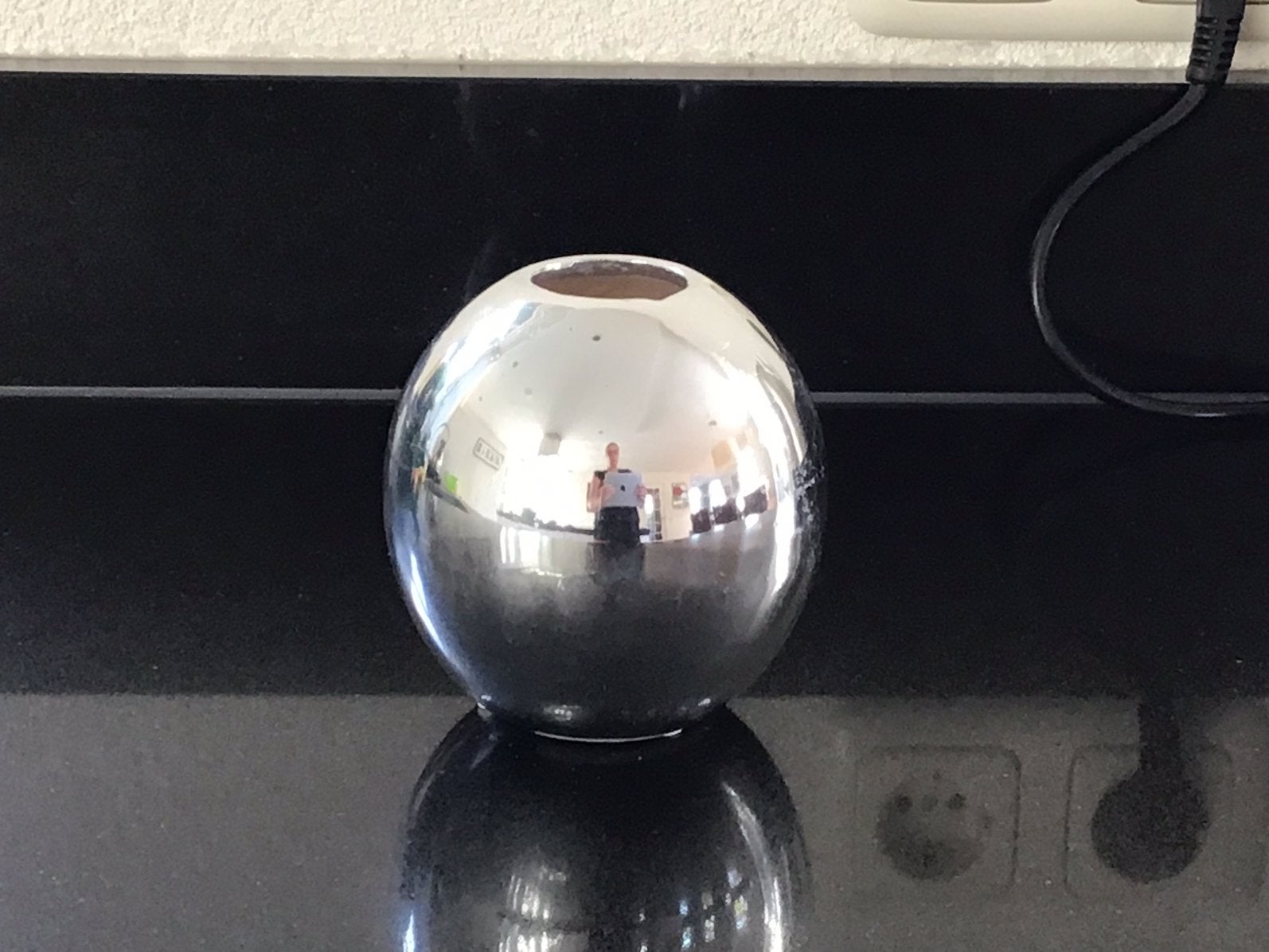 Zilverkleurige spiegelbol / heksenbol. Hoogte 10 cm. Gratis., 10 cm, Gebruikt, Verzenden, Overige merken