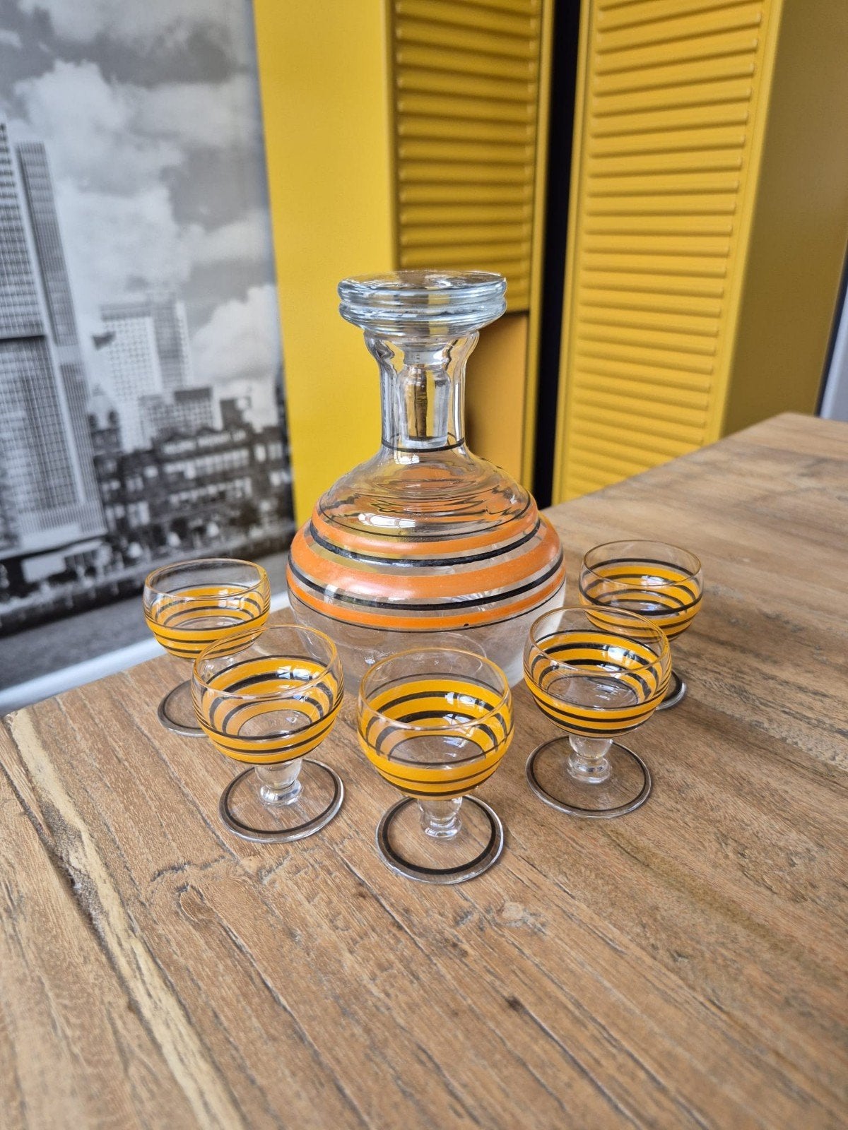 Vintage karaf met glazen, Verzamelen, Glas en Borrelglaasjes, Ophalen of Verzenden, Zo goed als nieuw, Overige typen