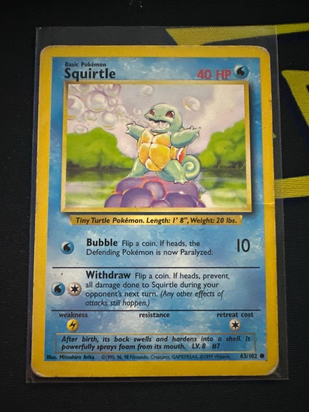 Pokémon Squirtle 63/102 Base Set Kaart, Ophalen of Verzenden, Gebruikt, Losse kaart